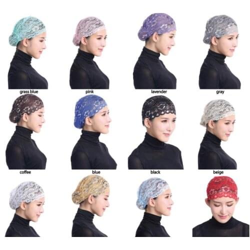 Muslim Hats Arabisch Saudi Arabia Lace Turban Bonnet Africain Hoed Vrouwen Jewish Kippah 24 Colors Islamic Prayer Cap Hat Kufi