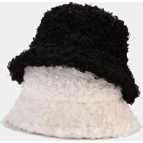 Women Bucket Hat Autumn Winter Warm Faux Fur Fisherman Hat Fishing Cap Girl Panama Basin Hat Streetwear Fashionable Folding Cap