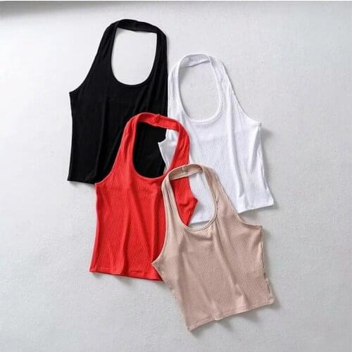 Women Ribbed Crop Top With Halter Tank Top Women Summer Vintage Sleeveless Camis 90s Cool Girls Streetwear Green Soft Tees