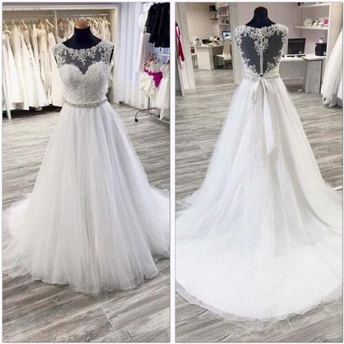 2021 New Appliques See Through Back White Wedding Dress Sexy Formal Holidays Wear Graduation Bridal Gowns Vestidos De Novia