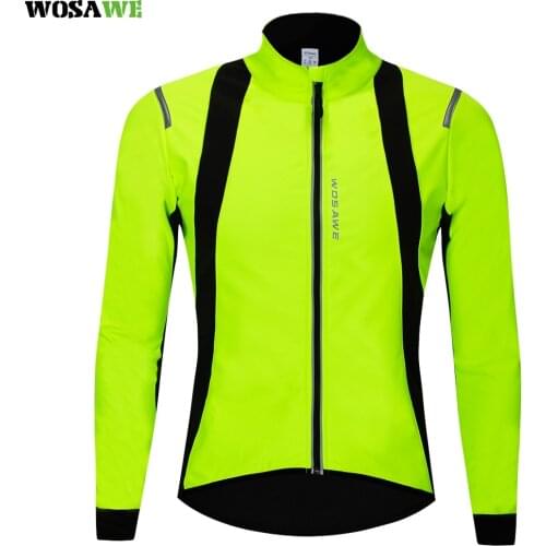 WOSAWE Winter Cycling Jackets Green Jerseys Warm Up Thermal Fleece Windproof Coat Long Sleeve MTB Bike Clothing Mountain Sports