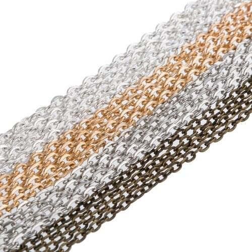 10m/lot Rhodium/Silver/Gold/Gunmetal/Antique Bronze Color Necklace Chains Brass Bulk for DIY Jewelry Making Materials 2*3mm