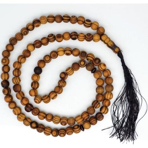 10mm Oiled Pine Wood 99 Prayer Beads Islamic Muslim Tasbih Subhah Masbahah Misbahah Allah Muhammad Rosary