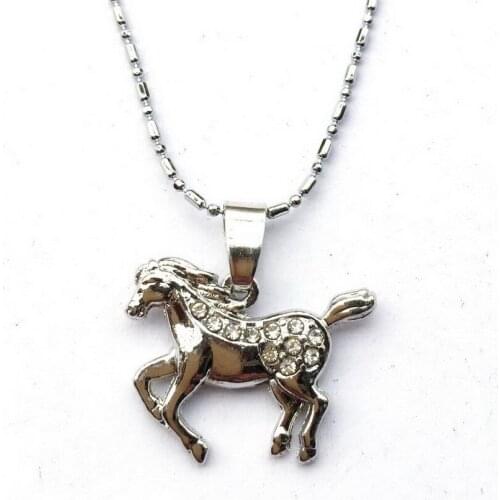 2PCS Dainy Crystal Rhinestone Racing Horse Necklace-Running Rodeo Riding Lessons Gift Equestrian Horse Lover Cowgirl Necklace