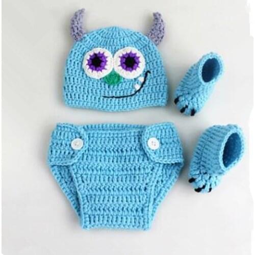 MOMLUVBB 3 PCSNew Arrival Baby Newborn Photography Costumes Clothing Sets Cartoon Character Devil Bebe Knitted Clothes Outfits