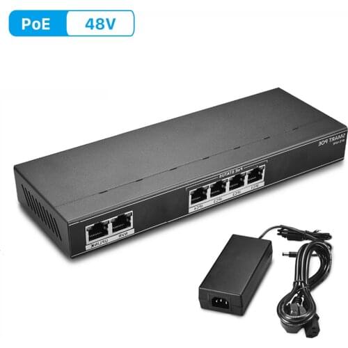 4CH Ethernet PoE Switch for POE IP Cameras 2+4 Port 10/100Mbps 65W Power over Ethernet IEEE802.3af 250m Power Transit Distance