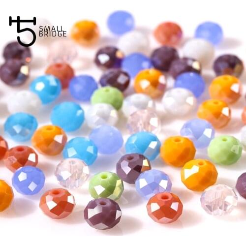 8mm Austria Loose Faceted Rondelle Glass Beads for Jewelry Making Women Diy Needlework Color Spacer Crystal Beads Wholesale Z181