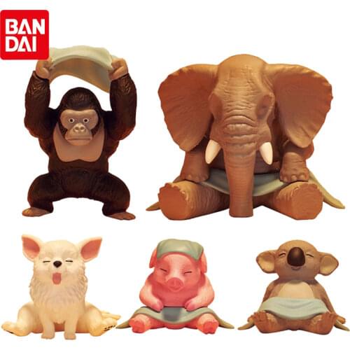 Bandai Genuine Gashapon Toys Animal sauna series Doll 3 elephant piglet koala orangutan Action Figure Model Toys Ornaments Gifts