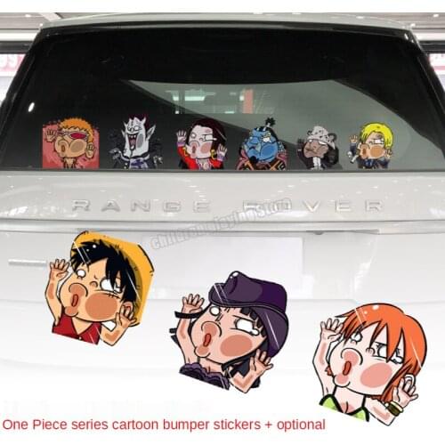 One Piece Funny Car Sticker Luffy Cartoon Anime Scratch Sticker Face Glass Personality Decoration Car Modification 2020 Rav4