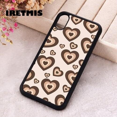 Iretmis 5 5S SE 2020 Phone Cover Case for iPhone 6 6S 7 8 Plus X Xs XR 11 12 Mini Pro Max Rubber Silicone Chocolate Hearts