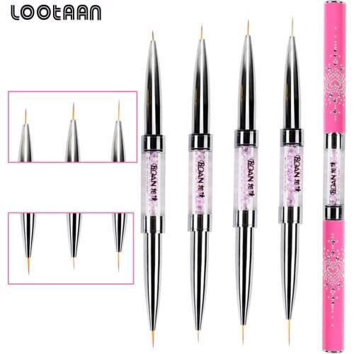Double-end Nail Art Liner Painting Pen 3D Tips DIY Acrylic UV Gel Brushes Drawing Flower Line Grid French Design Manicure Tools