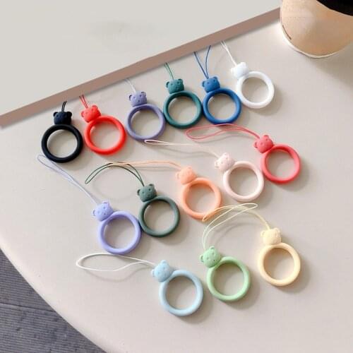 2Pcs New 1pc Girls Silicone Pendant Mobile Phone Straps Keycord Lanyards Finger Rings Cartoon Mobile Phone Accessories