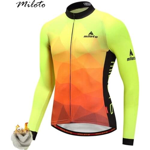 Miloto Winter Fleece Long Sleeve Cycling Jersey 2021 Pro Team Mens Racing Sport Bicycle Cycling Clothing Thermal MTB Bike Jersey