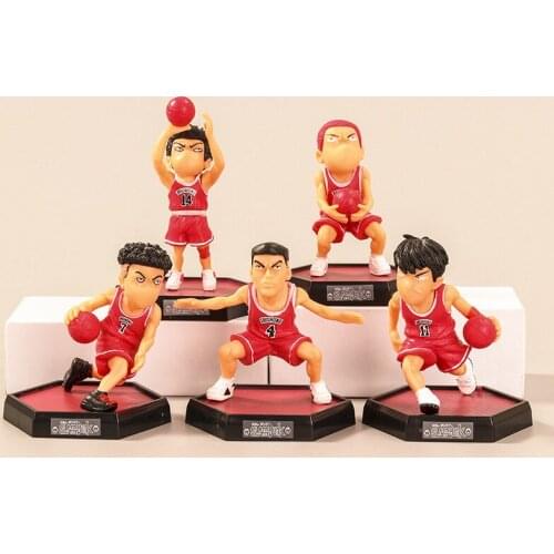 Slam Dunk Shohoku Sakuragi Rukawa Kaede Takenori Akagi Cute Mini Ver. PVC Action Figures Basketball Collect Desk Car Model 7cm