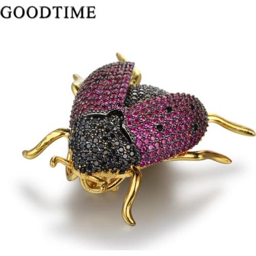 Trendy Clothing Accessories Ladybug Insect Brooch Pins Crystals Rhinestone Broaches for Women Jewelry Coat Dress Pins Brooch