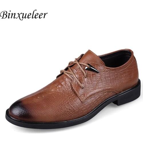 Men Dress Wedding Shoes Men Fromal Dress Shoes Oxford Mens Casual Genuine Leather Crocodile Shoes