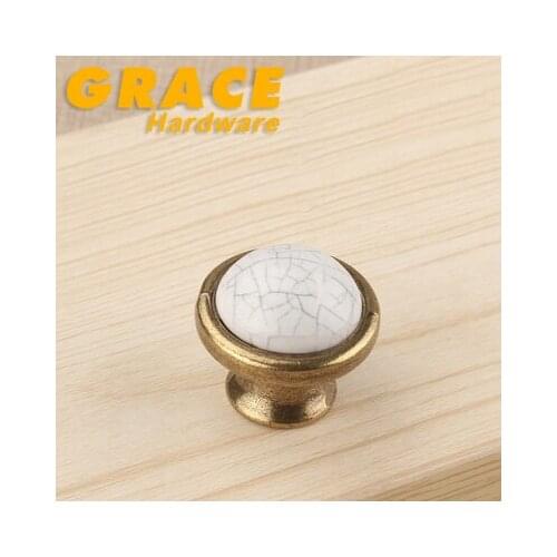 New Crack Ceramic Garden Antique Bronze Furniture Knobs Drawer Cabinet Handle(D:38mm)