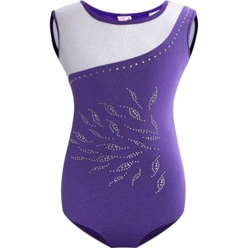 New gymnastics dance wear sleeveless inlaid brick leaves pattern body suit ballet gymnastics dance Dance practice clothes Girls