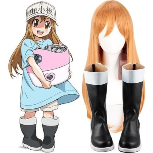 Anime Cosplay Cells at Work / Hataraku Saibo Platelet Cosplay shoes Boots wigs Costume For Men Women Cute Halloween Props Cap