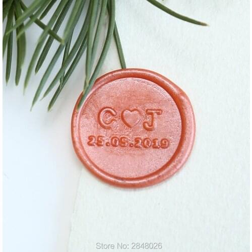 Custom Two Initials with heart Wax Seal Stamp,wedding invitation seals,wedding gift,personalised wood wax stamp