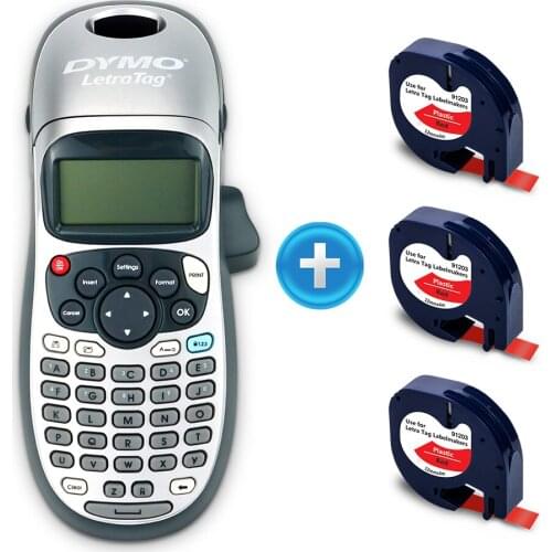 Dymo LT Label Printer LT-100H Dymo Letratag 100H LT100H Label Machine Dymo Labeller with LT100H Protective Case 3PK 91203 Tapes