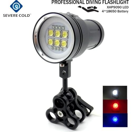 Professional LED Diving Flashlight White Red UV Light Underwater Photograph Light Video Diving Flash Lamp Scuba Diving Light