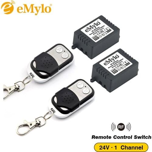 EMylo RF DC24V Smart Toggle Switch Wireless Remote Control Light Switch 433Mhz Transmitter 2X 1 Channel Relays Domotica remote