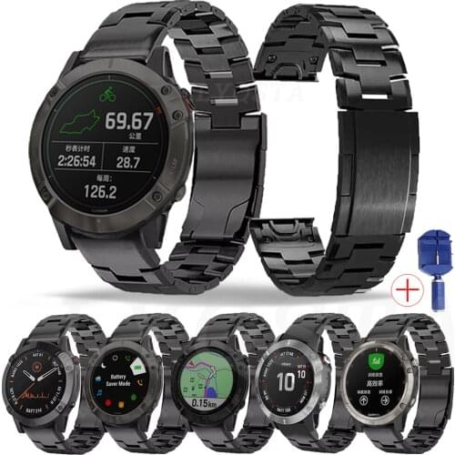 22 26MM Fashion Titanium Alloy Watchband Strap For Garmin Fenix 6 6XPro 5 5X Plus 3HR 935 Smart Wristband Quick Release Bracelet