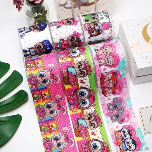 DIY Cartoon Owl And Rabbit Printed Grosgrain Ribbon For Craft Supplies Sewing Accessories 5 Yards. 28285