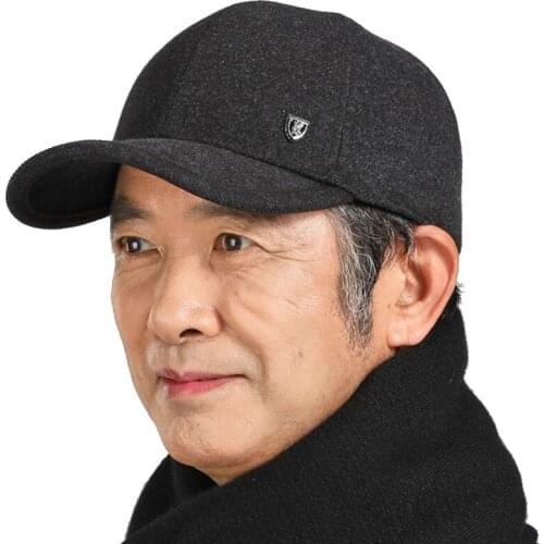 Hat Men Winter Old Man Cap Middle-aged and Elderly Dad Hat Thick Windproof Warm Old Mens Baseball Cap