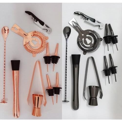 Tong Spoon Jigger Pourer Muddler Corkscrew Stainless Steel Cocktail Strainer Ice Filter Bar Strainers Wine Bartender Tool