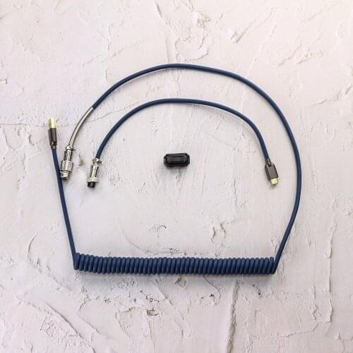 Super High Quality 5 Pin Type A to C Aviator Data Line 120cm Coiled Spring Cable For Keyboard Melody 96 KBD75