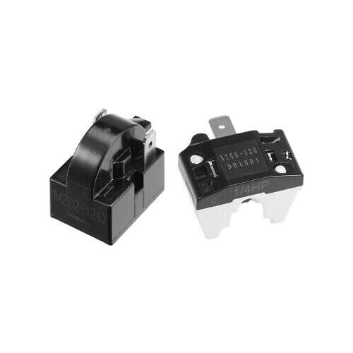 Refrigerator PTC Starter Relay 12 Ohm 2 Pin + Compressor Overload Protector 1/4HP