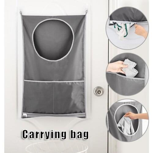 Bathroom Cloth Storage Bag Hanging Splash-Proof Zipper Laundry Hamper Punch-Free Wall Mounted Easy Accessing for Room can CSV