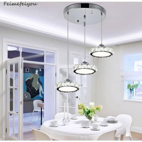 2021 New LED crystal dining room chandelier three modern minimalist round living room dining room bar table dining chandelier