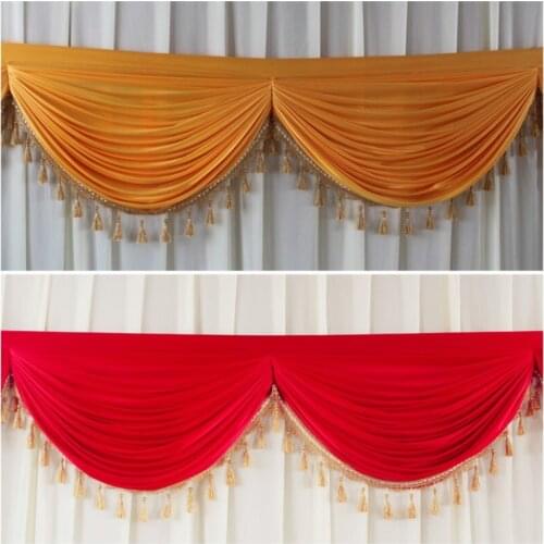 Tassel Ice Silk Drape Curtain Backdrop Top Swag For Stage Background Photo Booth Event Party Wedding Decoration