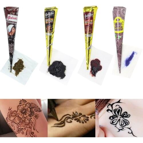 4PCS Tattoo Paste Cone Body Paint Temporary Tattoo for Body Professional Tattoo Artist Lovers Party Brown Black Brown-red Purple