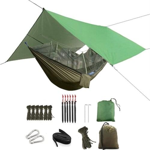 Hammock Rain Fly Waterproof Tent Tarp UV Protection Lightweight Hammock with Net for Camping Backpacking and Outdoor Adventure