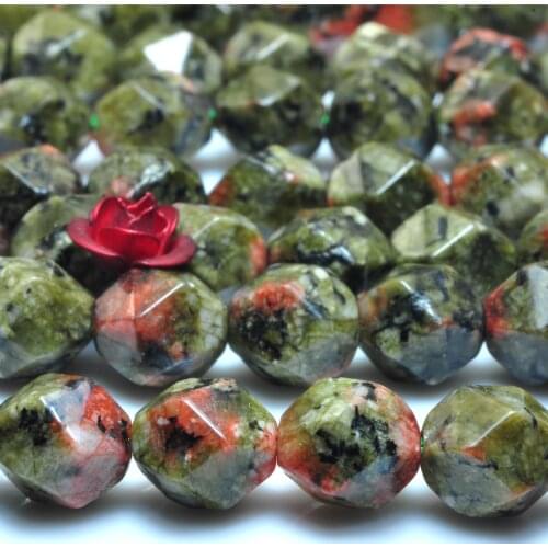 Green Red Jade Star Cut Faceted Nugget Loose Beads Wholesale Gemstone Semi Precious Stone Bracelet Necklace Diy Jewelry Making