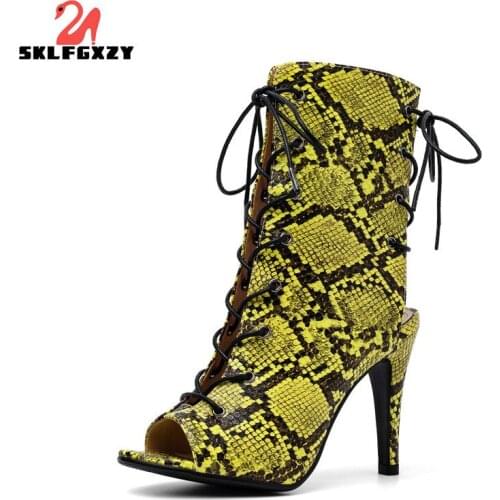 SKLFGXZY European American Summer High Heels Women Sandals Boots Lace-up Shoes Open-toed Sexy Female Boots