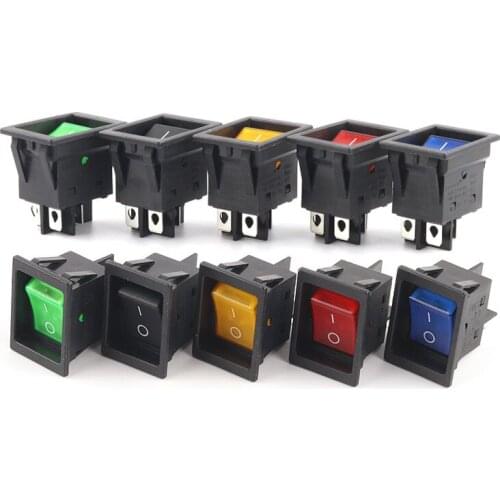 1PCS 39X28.5mm16A/30A Inline Rocker Switch ON-OFF 4 Pin 2 Position Power Switch With Led Light Electrical equipment Accessories