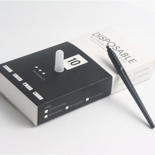 10pcs/box 18U Disposable Microblading Pen Semi-Permanent Makeup Eyebrow Tattoo Pen with good effect for Brows Hair strokes