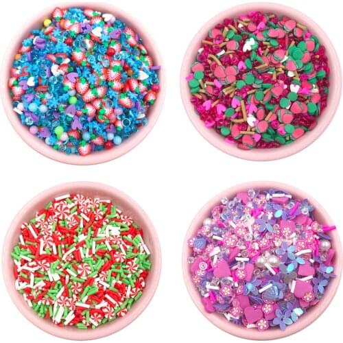 100g/lot Mixture Pearl Beads Crystal Fruits Slices Polymer Clay Candy Sprinkles for Slime Filling Nail Art Decoration DIY Crafts