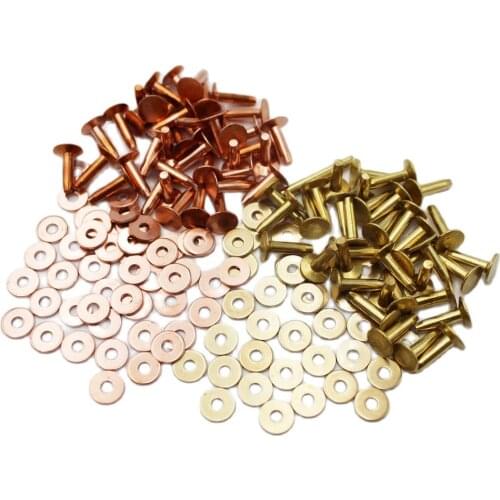 100Sets Solid Brass/Copper Rivets With Burrs/Washers For Leather