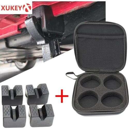 4X Jack Stand Pad Adapter Point W/ Storage Case Box Slotted Frame Rail Guard Portable Support Floor Non-slip Chassis Protector
