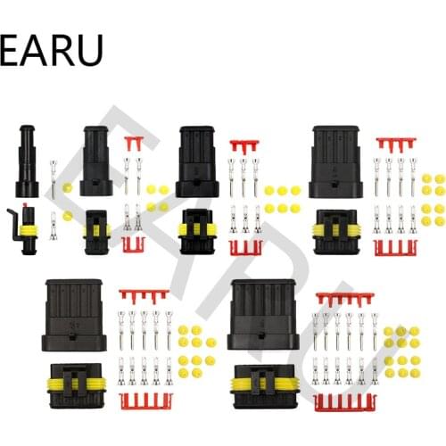5 sets Kit 2 pin 1/2/3/4/5/6 pins Way AMP 1.5 Super Seal Sealing Waterproof Electrical Wire Cable Connector Plug for Car Auto