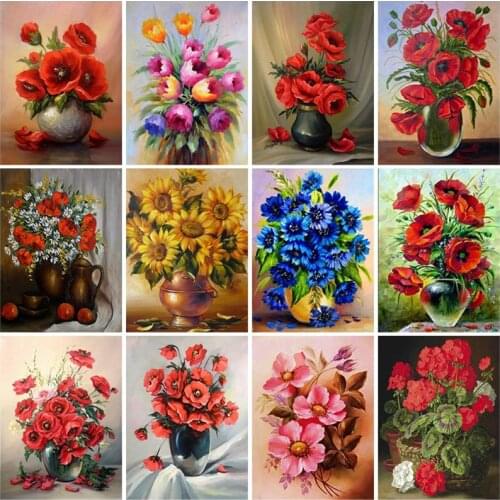 5D Diy Diamond Painting Full Square Drill Flower Wall Art Rhinestone Floral Embroidery Mosaic Handmade Home Decor