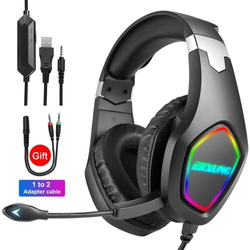 7 Color LED Gaming Headphones HD Microphone For Fifa 21 PS4 PS5 PC One Stereo Bass Soft Breathable Computer Laptop Headset gamer