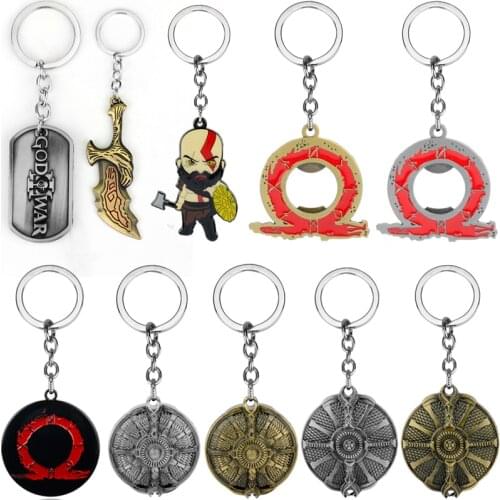 Game God of War Keychain Kratos Blade of Chaos Keyring Metal Sword Weapon Key Chains Car Bag Key Ring Men Key Holder Jewelry