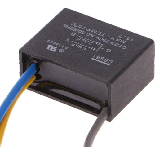 Black CBB61 1.5uF+2.5uF 3 Wires AC 250V 50/60Hz Capacitor For Ceiling Fan W3JB